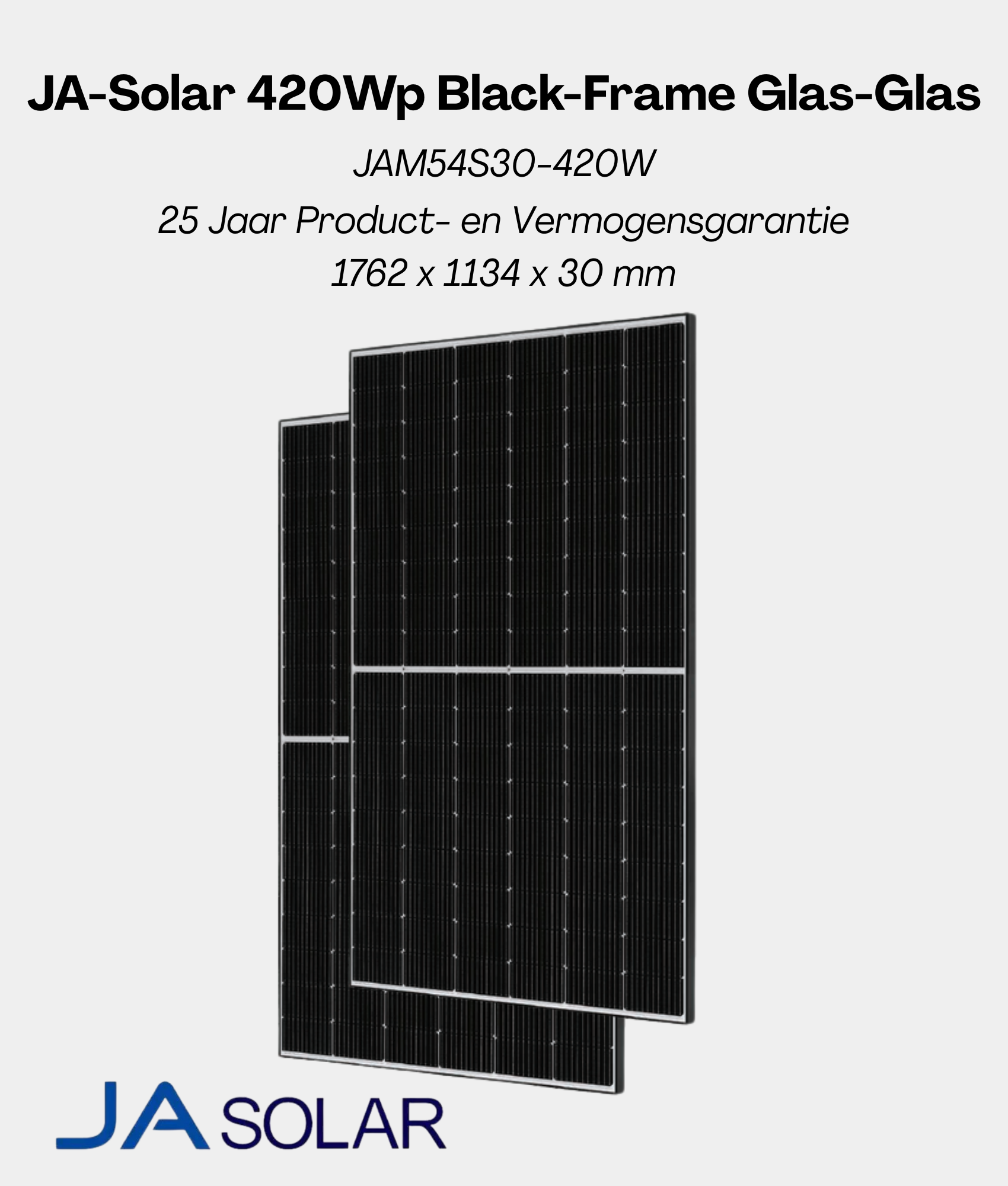 Plug en Play Marstek Zonnepaneel Pakket – 2 Panelen | JA-Solar 420 Wp Glas-Glas | Marstek Micro-Omvormer | Doe-het-Zelf Stopcontact